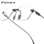 FONEX Titanium Glasses Frame Men Brand Design Rimless Square Eyeglasses Frameless Japanese Ultralight High-end Eyewear 85914
