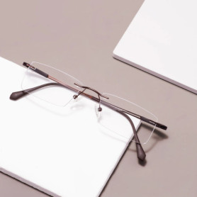 Ultralight Men Rimless Prescription Glasses Frameless Reading Computer Driving Blue Light Blocking Myopia Eyeglasses Progressive