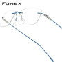 FONEX Titanium Glasses Frame Men Brand Design Square Rimless Frameless Eyeglasses Women Ultralight-Weight Japanese Eyewear 85708