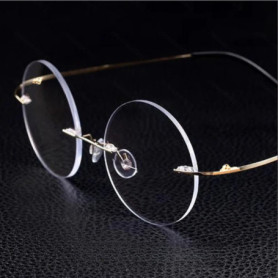 Retro round frame borderless ultra-light and ultra-thin reading glasses, unisex, super elastic and screw-free