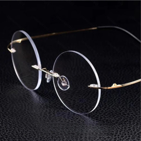 Retro round frame borderless ultra-light and ultra-thin reading glasses, unisex, super elastic and screw-free