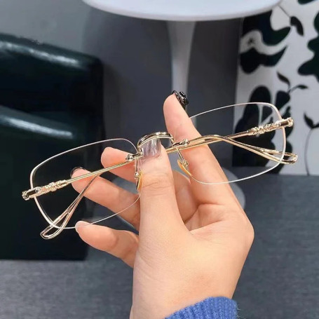 Frameless Trend Myopia Glasses Ultra-light Small Square Cut Edge Anti-blue Light Near Sight Glasses Ultra Light Unisex Glasses