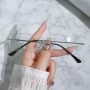 Metal Rimless Myopia Glasses Vintage Retro Men Business Near Sight Eyeglasses Finished Prescription Ladies Minus Eyewear Diopter