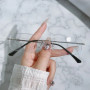 Metal Rimless Myopia Glasses Vintage Retro Men Business Near Sight Eyeglasses Finished Prescription Ladies Minus Eyewear Diopter