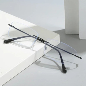 Metal Rimless Myopia Glasses Vintage Retro Men Business Near Sight Eyeglasses Finished Prescription Ladies Minus Eyewear Diopter