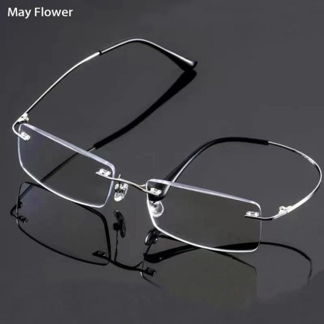 Blue Light Blocking Memory Titanium Rimless Reading Glasses Men&Women Presbyopic Eyeglasses Frame +1+1.5+2+2.5+3