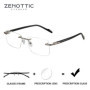 ZENOTTIC M Size Trendy Metal Complete Prescription Glasses For Men Rimless Rectangle Myopia Optical Eyeglasses With Recipe