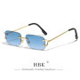 HBK Retro Borderless Sunglasses Women Square Mental Frame Sun Glasses Design Outdoor Party Travel UV400 Glasses Gift Box