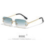 HBK Retro Borderless Sunglasses Women Square Mental Frame Sun Glasses Design Outdoor Party Travel UV400 Glasses Gift Box