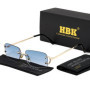 HBK Retro Borderless Sunglasses Women Square Mental Frame Sun Glasses Design Outdoor Party Travel UV400 Glasses Gift Box