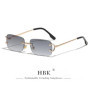 HBK Retro Borderless Sunglasses Women Square Mental Frame Sun Glasses Design Outdoor Party Travel UV400 Glasses Gift Box