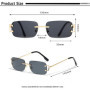 HBK Retro Borderless Sunglasses Women Square Mental Frame Sun Glasses Design Outdoor Party Travel UV400 Glasses Gift Box