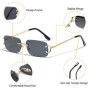 HBK Retro Borderless Sunglasses Women Square Mental Frame Sun Glasses Design Outdoor Party Travel UV400 Glasses Gift Box