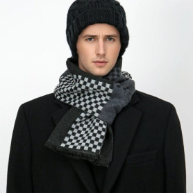 2025 Winter Plaid Men Scarf Shawl Luxury Autumn Pashmina Handkerchief Elegant Pareo Outdoor Muffler Bufanda Men Clothing