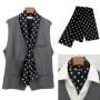Men's British Retro Black and White Polka Dot Business Casual Small Scarf Versatile Long Scarf Decorative Neck Scarf Wide Tie