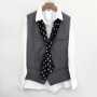 Men's British Retro Black and White Polka Dot Business Casual Small Scarf Versatile Long Scarf Decorative Neck Scarf Wide Tie