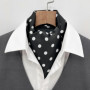 Men's British Retro Black and White Polka Dot Business Casual Small Scarf Versatile Long Scarf Decorative Neck Scarf Wide Tie