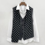 Men's British Retro Black and White Polka Dot Business Casual Small Scarf Versatile Long Scarf Decorative Neck Scarf Wide Tie