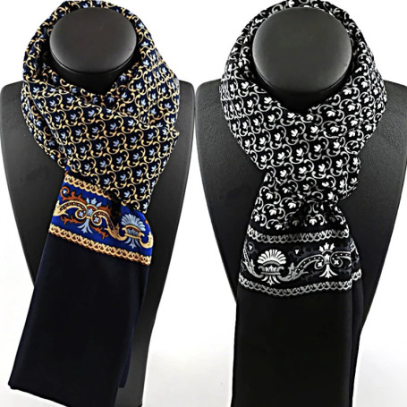 Spring Winter Silk Scarf Men Luxury Fashion Scarves Printed Plaid Neck Scarf Shawl Wrap Vintage Warm Neckerchief Accessories