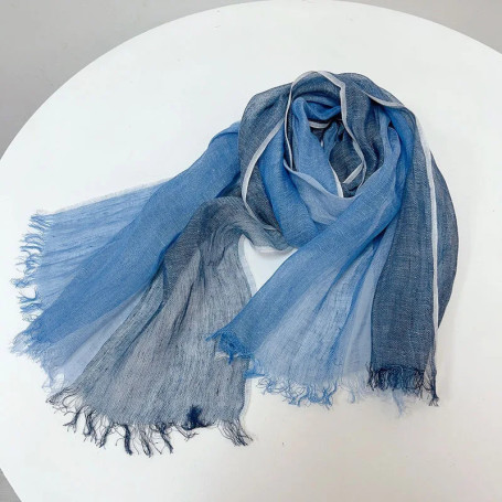 2024 New Purle Linen Blue Scarf Striped Men's Business Casual Dcorative Scarf