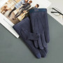 Winter Men Plush Warm Cashmere Outdoor Sports Cycling Mittens Women Three Ribs Suede Leather Touch Screen Driving Glove J98