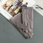 Winter Men Plush Warm Cashmere Outdoor Sports Cycling Mittens Women Three Ribs Suede Leather Touch Screen Driving Glove J98