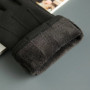 Winter Men Plush Warm Cashmere Outdoor Sports Cycling Mittens Women Three Ribs Suede Leather Touch Screen Driving Glove J98