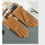 Winter Men Plush Warm Cashmere Outdoor Sports Cycling Mittens Women Three Ribs Suede Leather Touch Screen Driving Glove J98