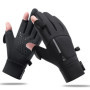 Two Fingers Warm Gloves Winter Sport Ski Cycling Gloves Two-Fingerless Outdoor Warm Windproof Gloves for Men Driving Fishing