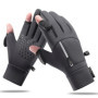 Two Fingers Warm Gloves Winter Sport Ski Cycling Gloves Two-Fingerless Outdoor Warm Windproof Gloves for Men Driving Fishing