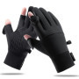 Two Fingers Warm Gloves Winter Sport Ski Cycling Gloves Two-Fingerless Outdoor Warm Windproof Gloves for Men Driving Fishing