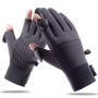 Two Fingers Warm Gloves Winter Sport Ski Cycling Gloves Two-Fingerless Outdoor Warm Windproof Gloves for Men Driving Fishing