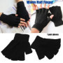 Novelty Men/Women Black Knitted Stretch Elastic Warm Half Finger Fingerless Gloves Half Finger Warm Winter Outdoor equipment