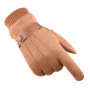 LA SPEZIA Men Gloves Winter Touch Screen Suede Gloves With Belt Navy Blue Casual Thermal Male Thick Leather Gloves Man Windproof