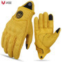 Vinatge Goatskin Motorcycle Gloves Summer Men Yellow Retro Leather Motorcyclist Guantes Motorbike Motocross Glove M-XXL
