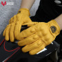 Vinatge Goatskin Motorcycle Gloves Summer Men Yellow Retro Leather Motorcyclist Guantes Motorbike Motocross Glove M-XXL