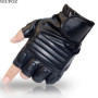 Men's Black PU Leather Gym Glove Sport Fitness Cycling Glove Half Finger Driving Glove Guantes Luvas G141
