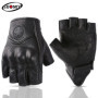 Perforated Motorcycle Half Finger Gloves Men's Motorcycle Leather Gloves Summer Moto Gloves Fingerless Breathable Racing Gloves