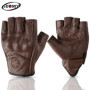 Perforated Motorcycle Half Finger Gloves Men's Motorcycle Leather Gloves Summer Moto Gloves Fingerless Breathable Racing Gloves