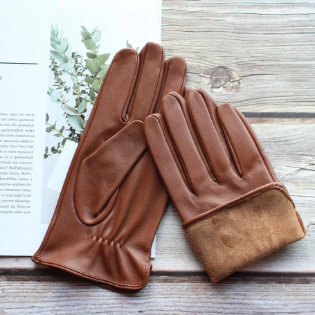 Summer Leather Driving Gloves Men's Sheepskin Touch Screen Thin Unlined Spring and Autumn Outdoor Driver Gloves