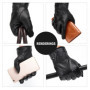 100 Genuine Leather Sheepskin Men's Gloves Winter Warm Cashmere Lined Touch Screen Full Finger Mittens Riding Driving Gloves