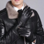 100 Genuine Leather Sheepskin Men's Gloves Winter Warm Cashmere Lined Touch Screen Full Finger Mittens Riding Driving Gloves