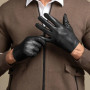 2023 Men's Genuine Leather Gloves Sheepskin Fashion Driving Riding Gloves Hollow Breathable Thin Mitten For Male