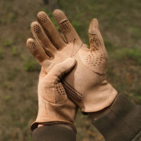 Motorcycle Thermal Leather Anti-Slip Gloves Men Leather Full Finger Mittens Elastic Winter Warm Gardening Wear-resistant Gloves