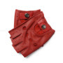 Men Genuine Leather Half-finger Gloves Male Cycling Sports Sheepskin Short Thin Mittens Homber White Red Punched Unlined Luvas