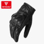 Motowolf Leather Motorcycle Gloves Men Summer Moto Gloves Full Finger Perforated Retro Racing Gloves For Motocross Riding
