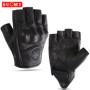 SUOMY Summer Fingerless Motorcycle Gloves Vintage Motorbike Leather Half Finger Gloves Men Women Motocross Guantes S-XXL