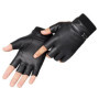 Men's Half Finger Leather Fitness Gloves Bike Sport Gloves Gym Exercise Men Black Rivets Punk Gloves G135