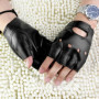 Men's Women's Punk Hip-Hop Half-Finger Gloves Artificial Leather Fingerless Mittens for Driving, Motorcycle & Performance