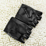 Men's Women's Punk Hip-Hop Half-Finger Gloves Artificial Leather Fingerless Mittens for Driving, Motorcycle & Performance